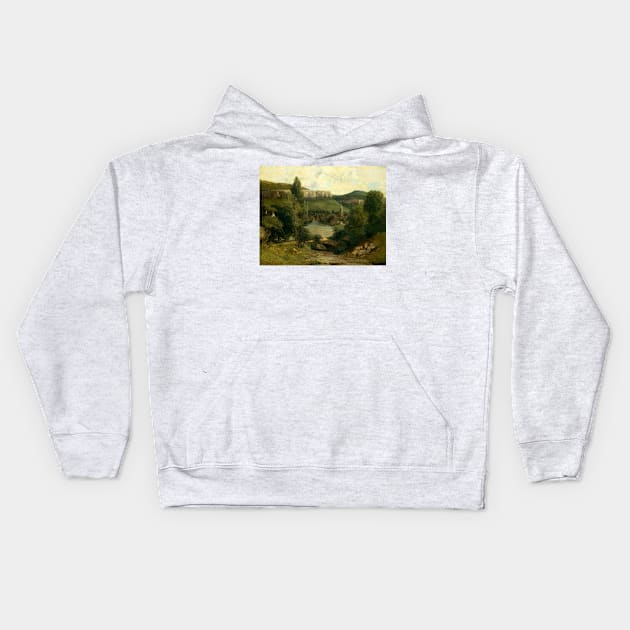 View of Ornans by Gustave Courbet Kids Hoodie by Classic Art Stall